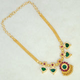 Gold Plated Double Palakka Necklace Dark Green