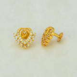 Gold Plated Heart Design Stone Studs-AD