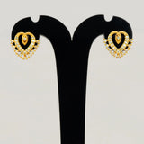 Gold Plated Heart Design Stone Studs-AD