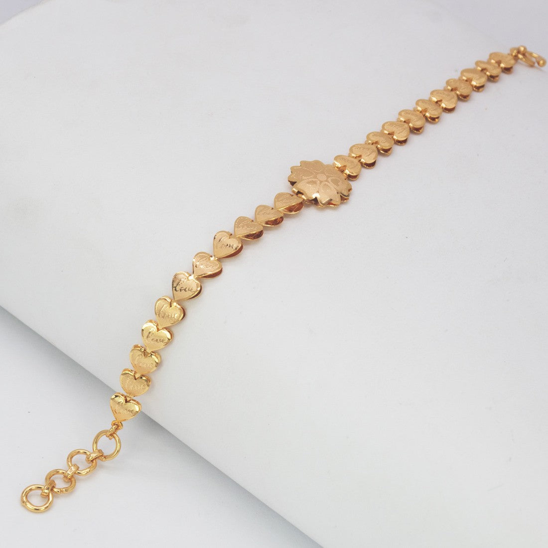 Gold Plated Ladies Floral Heart Love Bracelet