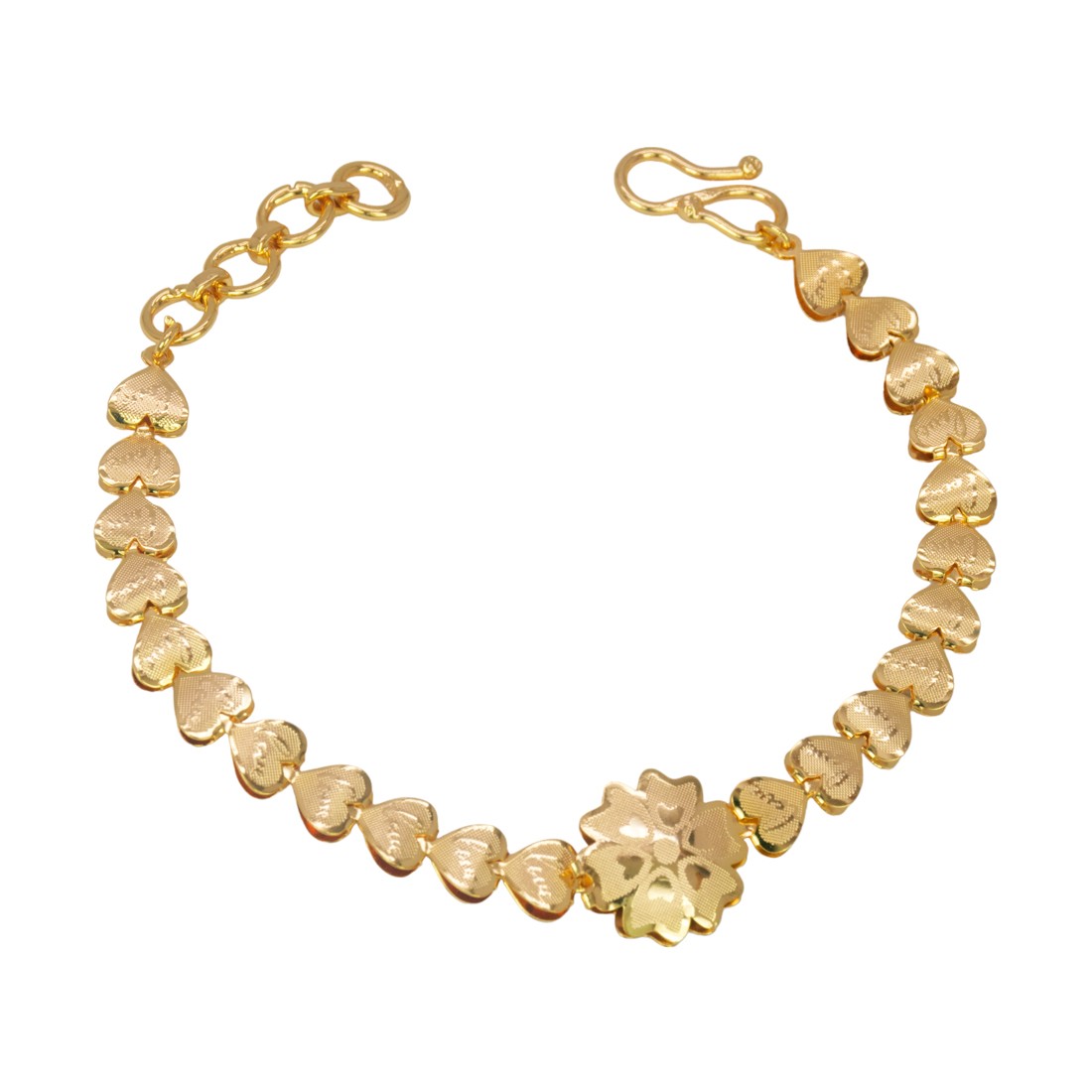 Gold Plated Ladies Floral Heart Love Bracelet