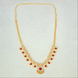 Kerala Traditional Gold Plated Mango Necklace - 6 Stones - Red