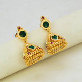 Small Premium Gold Plated Ruby Green Mango Jhumka