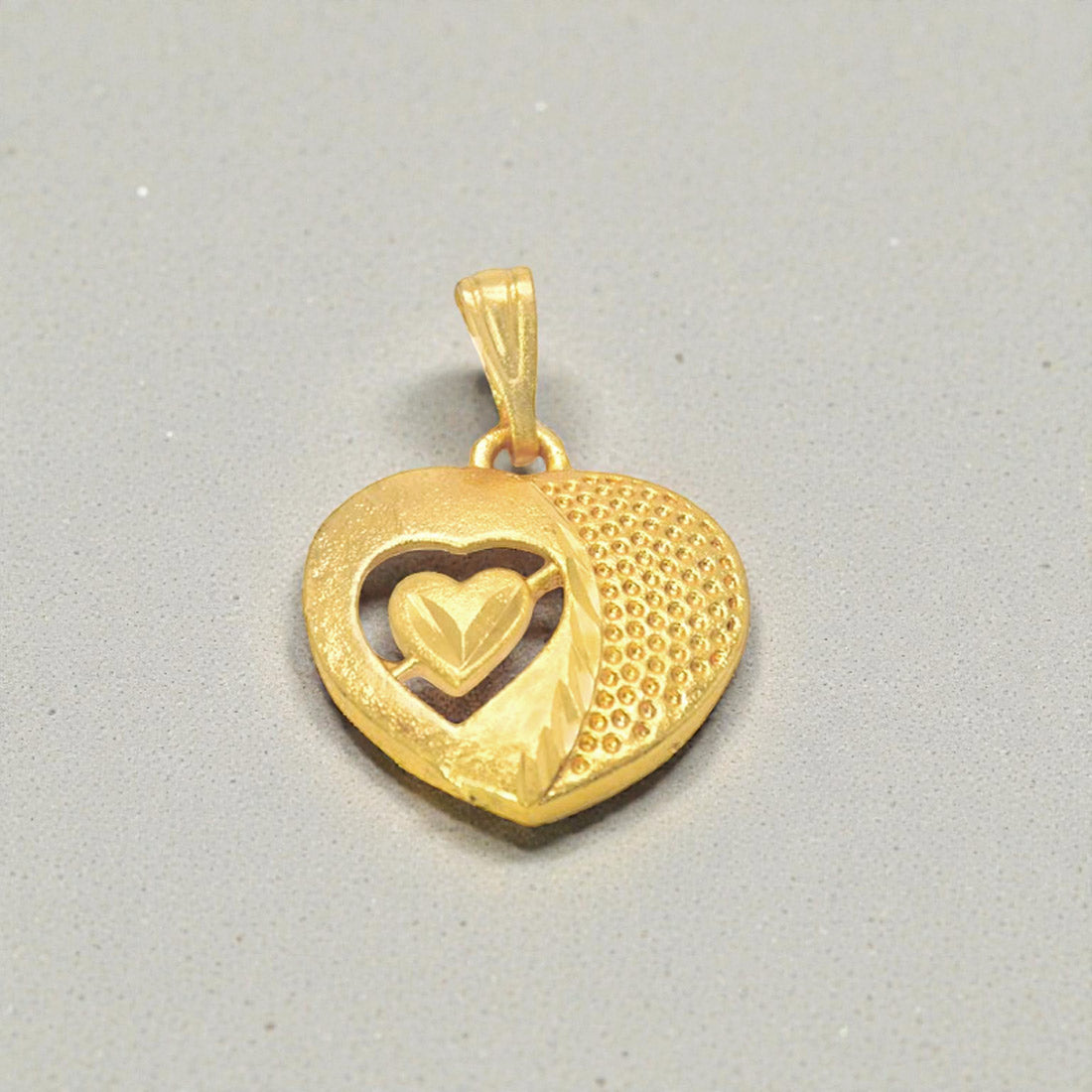 Gold Plated Designer Heart in Heart Pendant For Girls