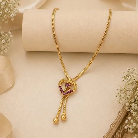 Heart Design Stone Pendant Simple Necklace