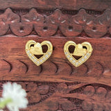 Gold Plated Heart-In-Heart CZ Stone Ear Studs