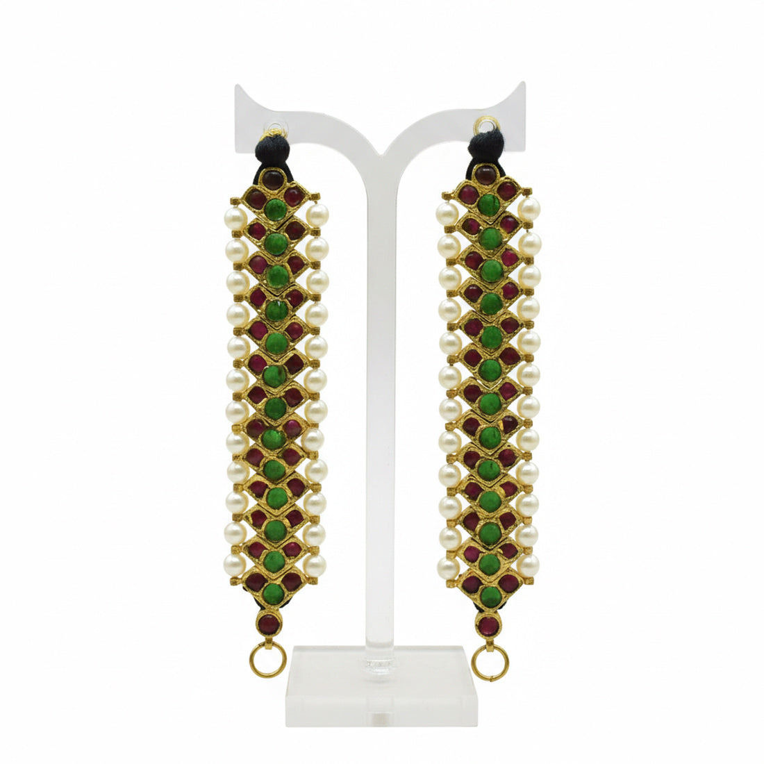 Kemp-red-and-green-stone-original-temple-ear-chain-matti-mattal