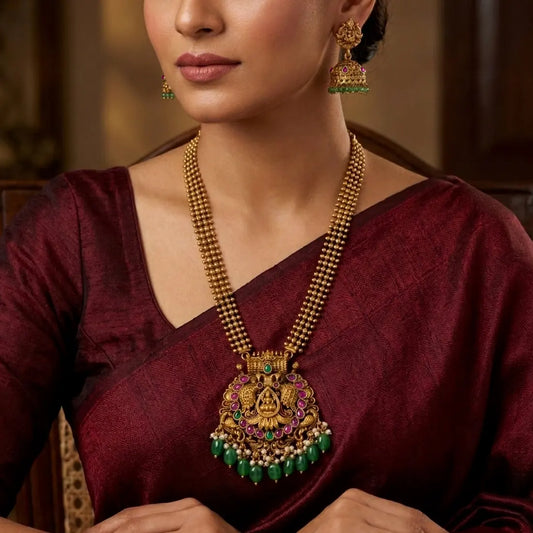 Antique Lakshmi Long Chain Set Bridal & Festive Wear - Multi-colour