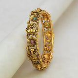 Kemp Stone Floral Lakshmi Antique Kada Bangle