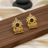 Kerala Design Gold Plated Round Enamel Ear Studs