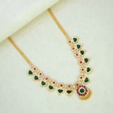 Gold Plated Ethnic Palakka Necklace - 6 Stones- Green