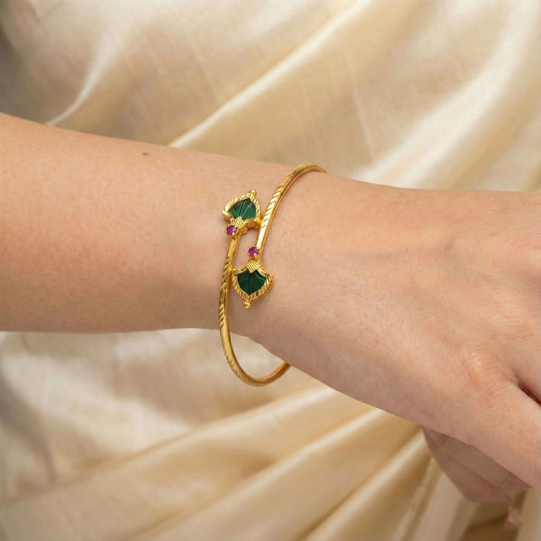Kerala Gold Plated Open Palakka Bangle Bracelet