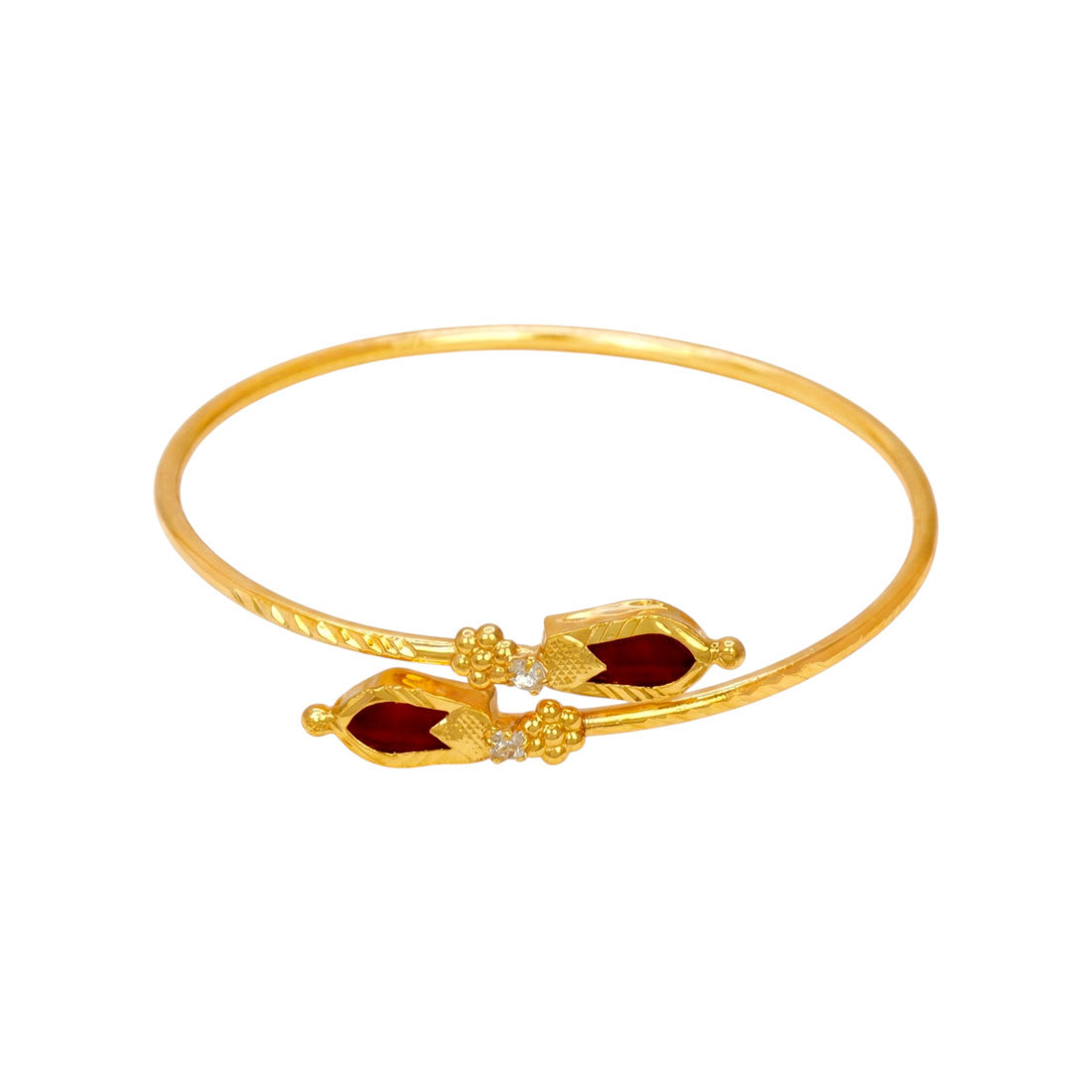 Kerala Traditional Gold Plated Open Nagapadam Bracelet - Red