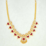 Gold-Plated-Traditional-Indian-Red-Palakka-Necklace-5 Stones