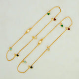 Gold Plated Multi-colour Hearts Charm Anklets