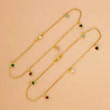 Gold Plated Multi-colour Hearts Charm Anklets