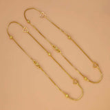 Gold Plated Box Chain Textured Beads Heart Anklets