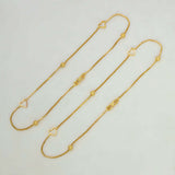 Gold Plated Box Chain Textured Beads Heart Anklets