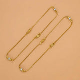 Dual Tone Designer Beads Box Chain Anklets