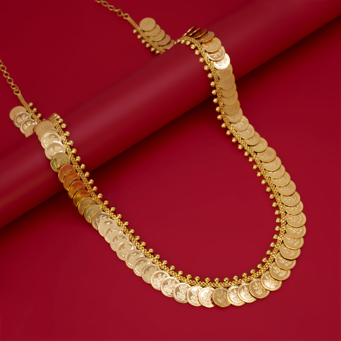 Traditional Gold Plated Lakshmi Cash Bridal Long Chain