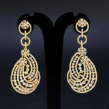Layered Swirl CZ Stone Drop Earrings
