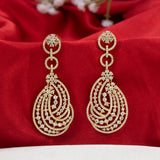 Layered Swirl CZ Stone Drop Earrings