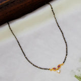 Leaf Design Ruby CZ Pendant Mangalsutra Chain