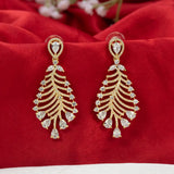 Gold-Plated American Diamond Leaf Earrings