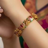 Luxe Matte Finish Lakshmi Lotus Enamel Bangle
