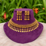 Antique Gold Beaded Elakkathali Necklace Set