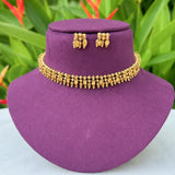 Antique Gold Beaded Elakkathali Necklace Set