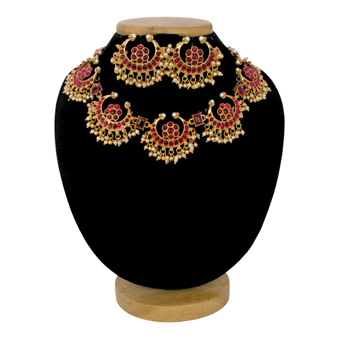 Matte-Finish-Chandbali-Red-Kemp-Necklace-Set