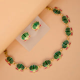 Trendy Matte Gold-plated Lotus Necklace Set