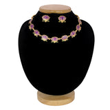 Trendy Matte Gold-plated Lotus Necklace Set