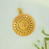 Matte Gold Plated Simple Round Floral Pendant