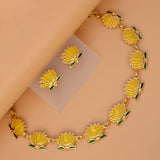 Trendy Matte Gold-plated Lotus Necklace Set