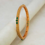 Matte Gold Plated Green Kemp Stone Bangles