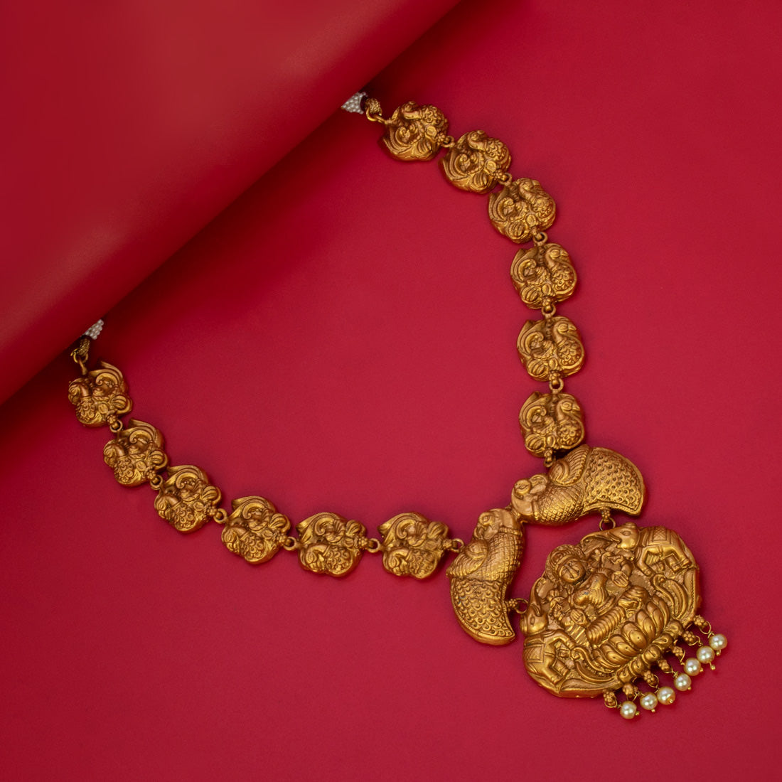 Matte Nagas Peacock Lakshmi Temple Necklace