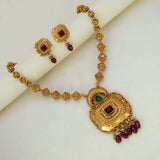 Matte Golden Carved Balls Big Pendant Necklace Set