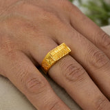 Men's Gold Plated Rectangle Signet Finger Ring