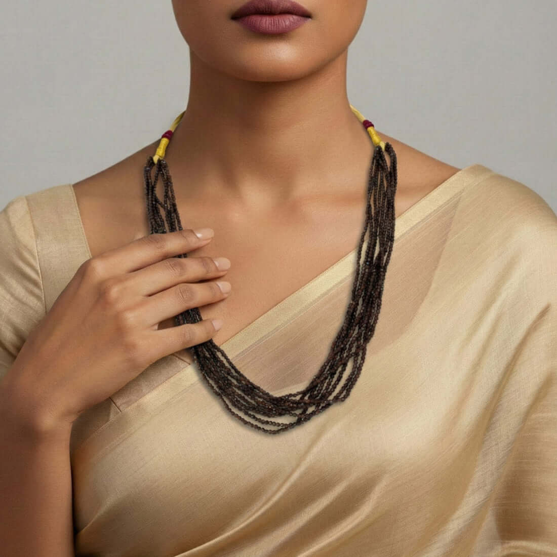 Multi-Layered-Dark-Brown-Crystal-Fashion-Necklace