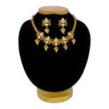 Multi-colour Kemp Stone Matte Lotus Necklace Set