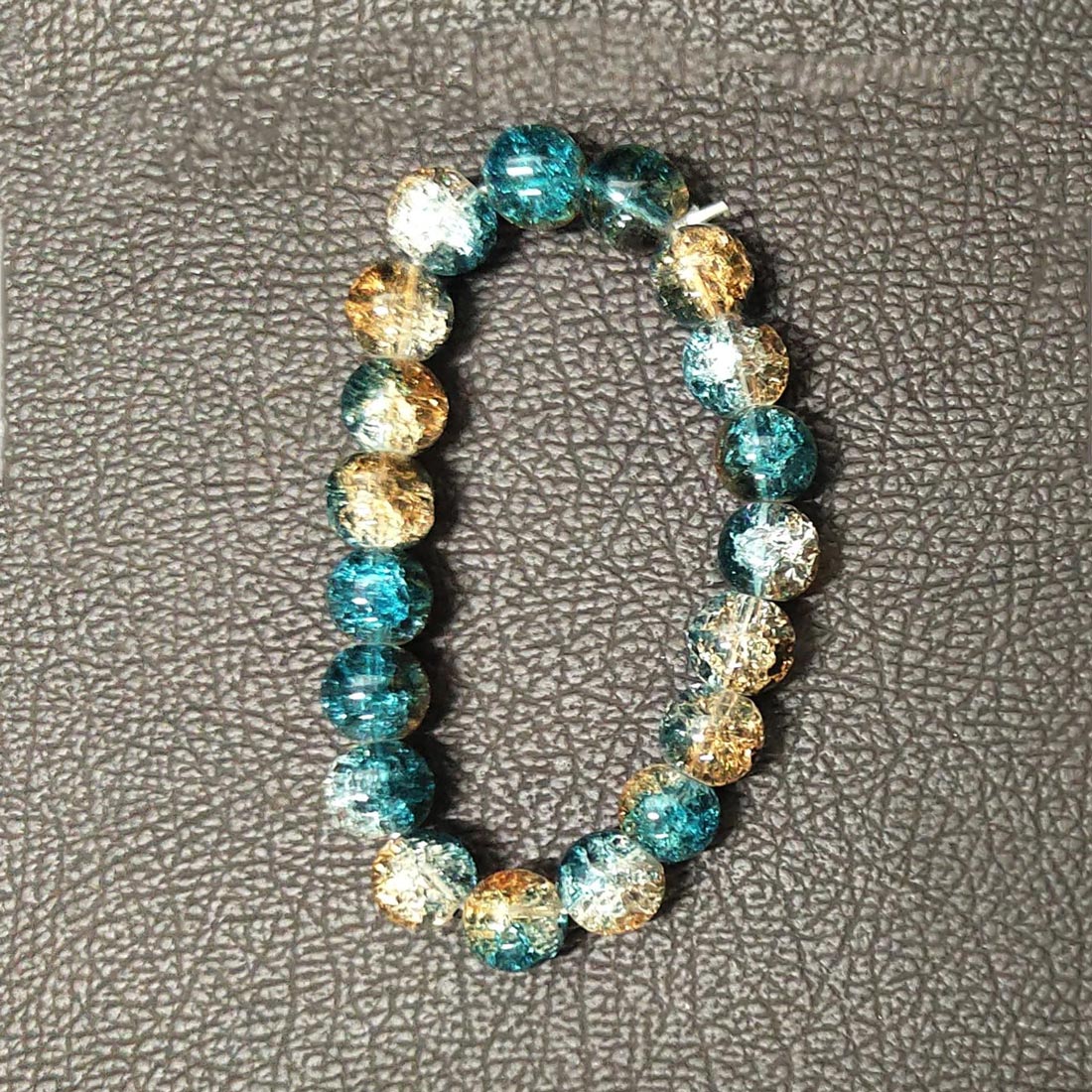 Multicolor-Crackle-Green-Crystal-Beaded-Bracelet