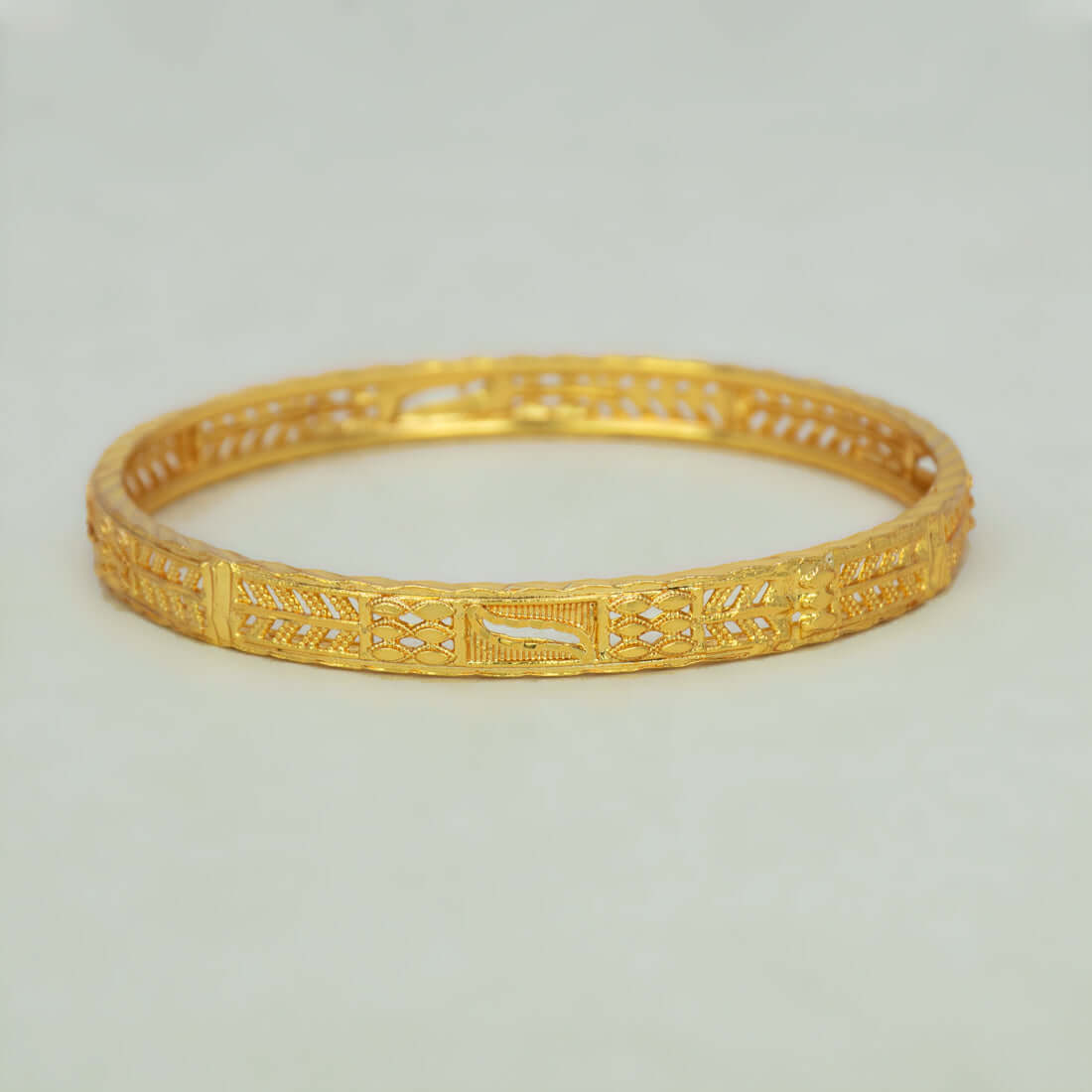 Gold-Plated Lattice Filigree Net Bangle