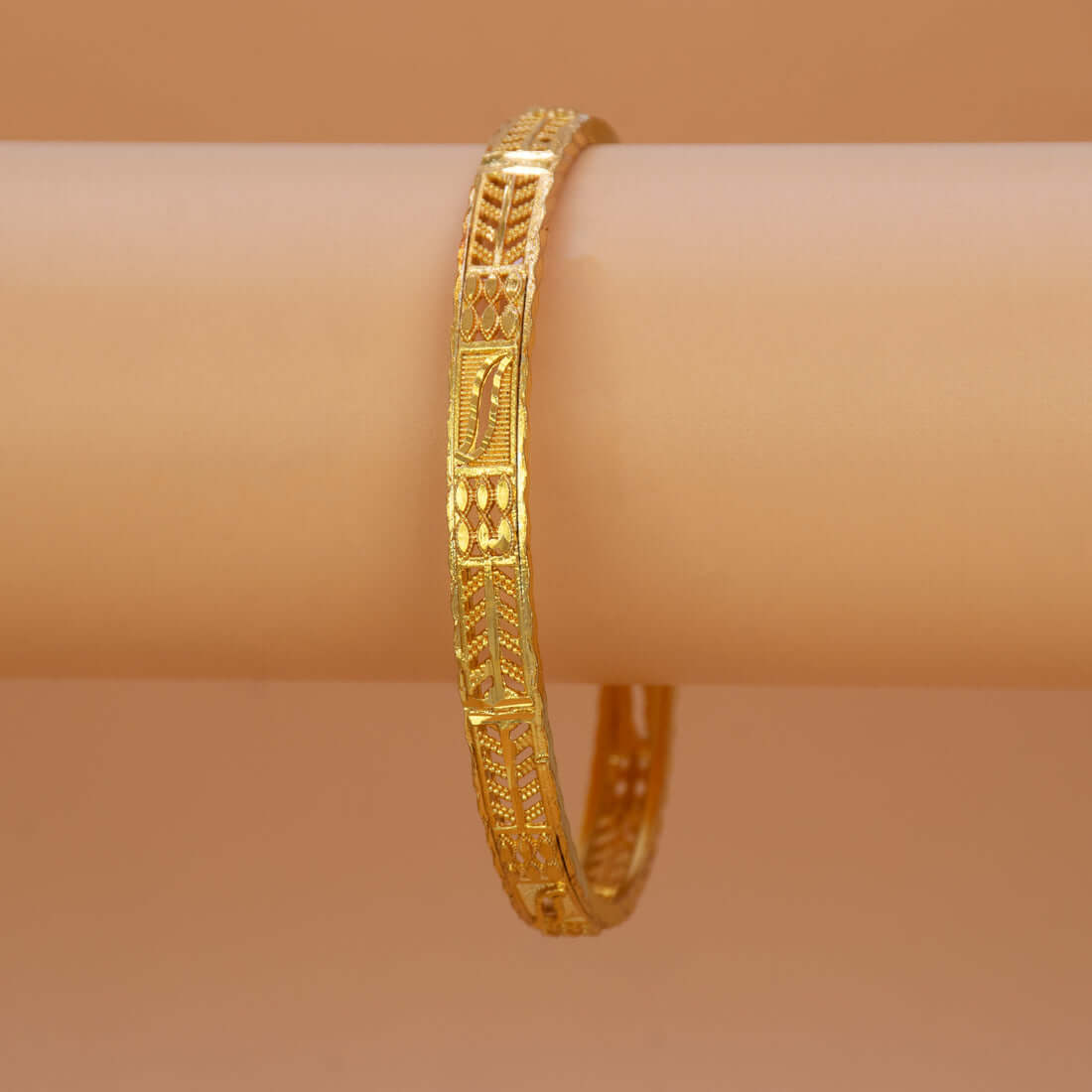 Gold-Plated Lattice Filigree Net Bangle