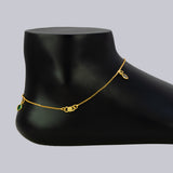 Gold Plated Box Chain Stone Charm Anklets - Multi