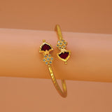 Gold Plated Floral CZ Stones Open Palakka Bangle
