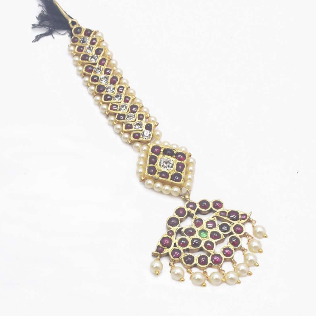 Original Temple Kemp And Cz Stones Mang Tikka Nethichutti 