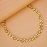 Gold Plated Oval CZ Stone Necklace featuring a line of sparkling cubic zirconia stones set in gold.