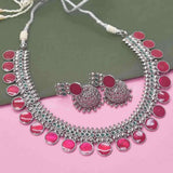 Oxidised german silver enamel -round choker set